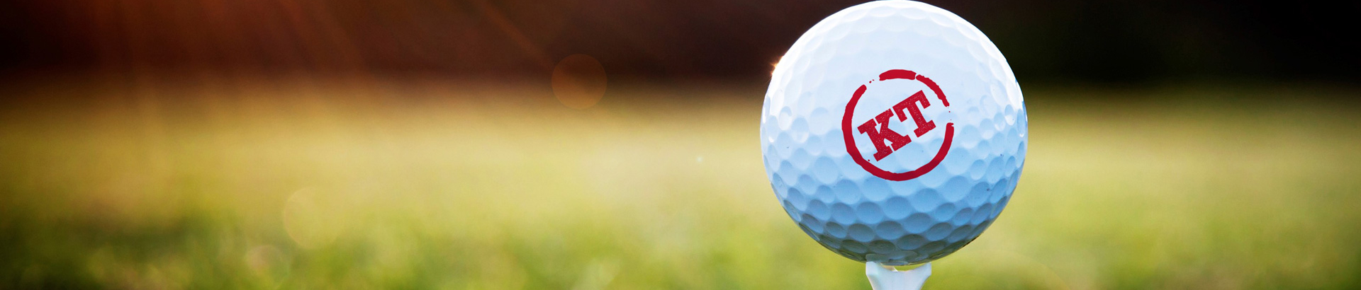 Image of golf ball on tee on grass.